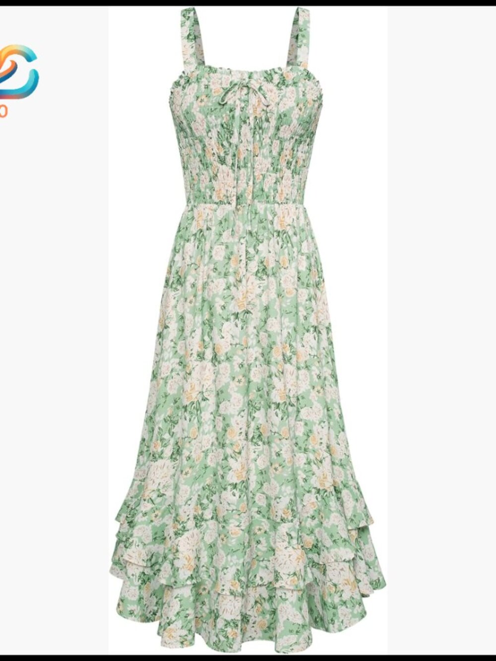 Floral Boho Maxi Dress Square Neck Strapped Swing A Line Sundress